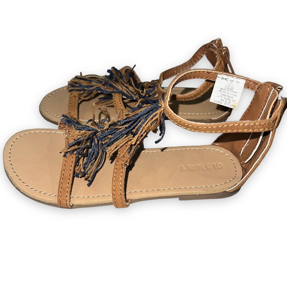 NEW Old Navy Gladiator Style Tassel Sandals Zip up Girl’s Size 10